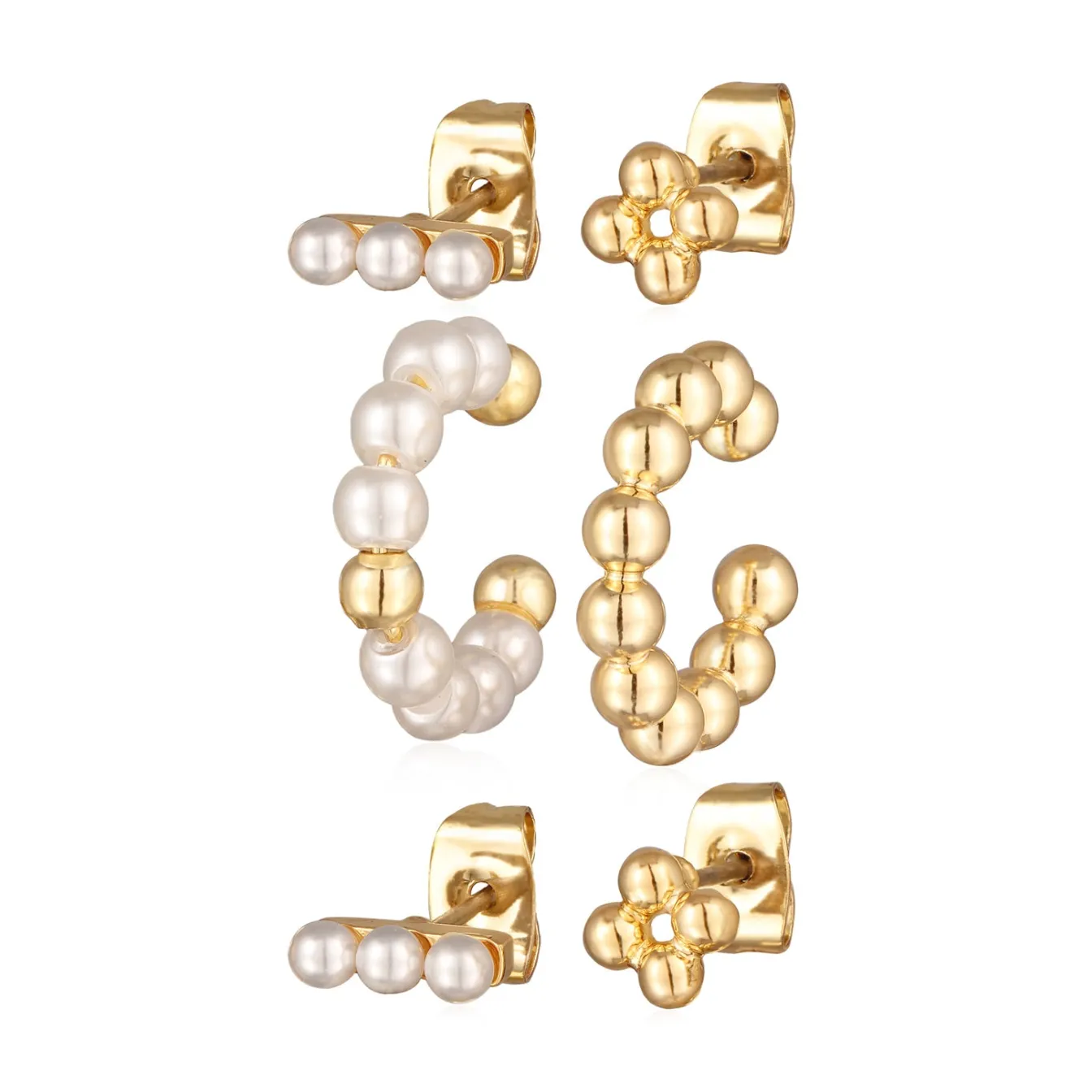 Elli "Ohrring-Set Kugeln | Glasperlen (Weiß)< Perlen|Ohrringe