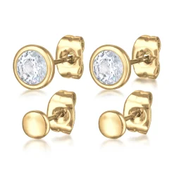 Elli "Ohrring-Set Plättchen | Kristalle (Weiß)< Ohrringe