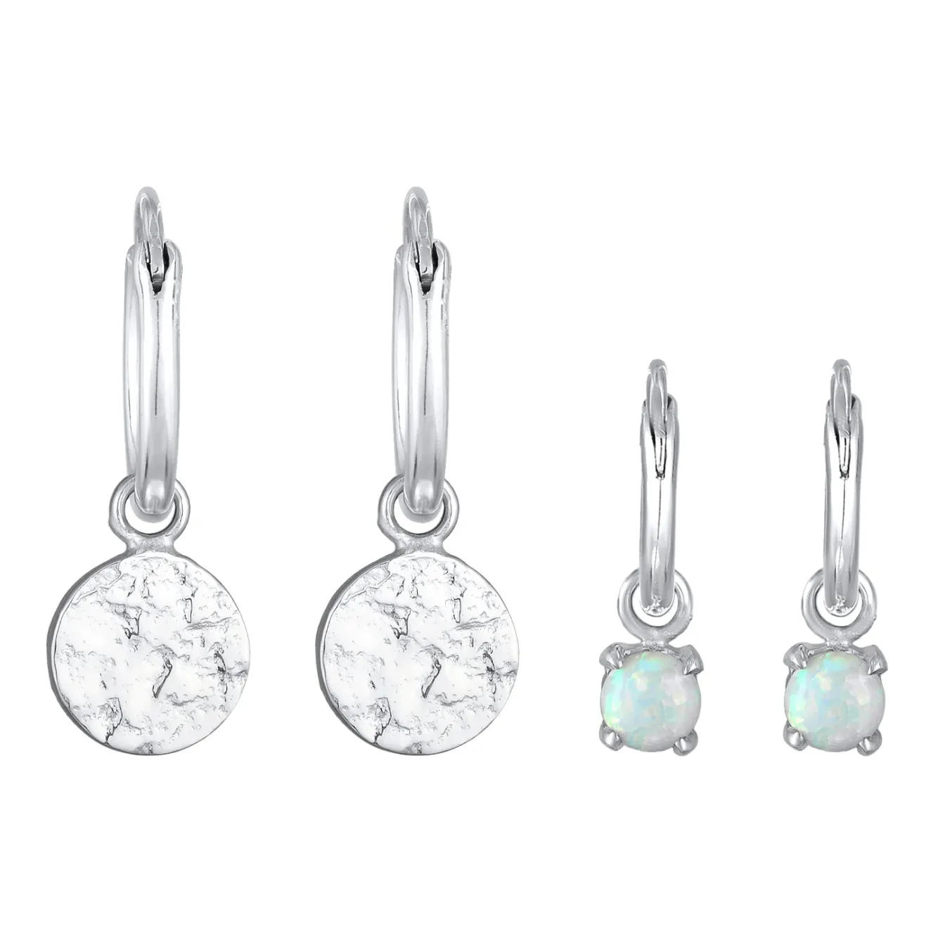 Elli "Ohrring-Set Plättchen Organic | Opal (Weiß)< Ohrringe|Vergoldet
