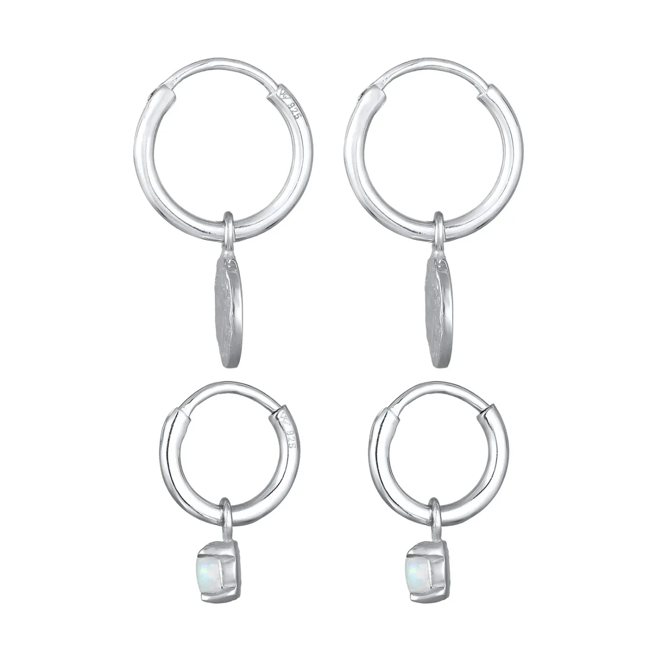 Elli "Ohrring-Set Plättchen Organic | Opal (Weiß)< Ohrringe|Vergoldet