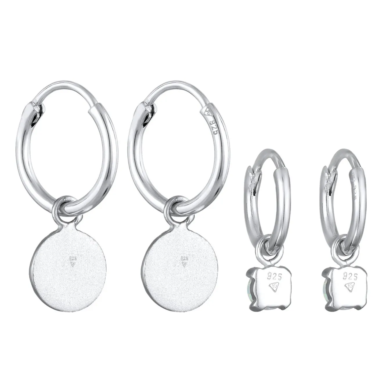 Elli "Ohrring-Set Plättchen Organic | Opal (Weiß)< Ohrringe|Vergoldet
