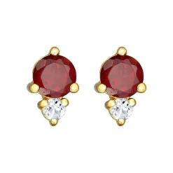Elli "Ohrstecker | Granat (rot), Topas (weiß)< Ohrringe|Vergoldet