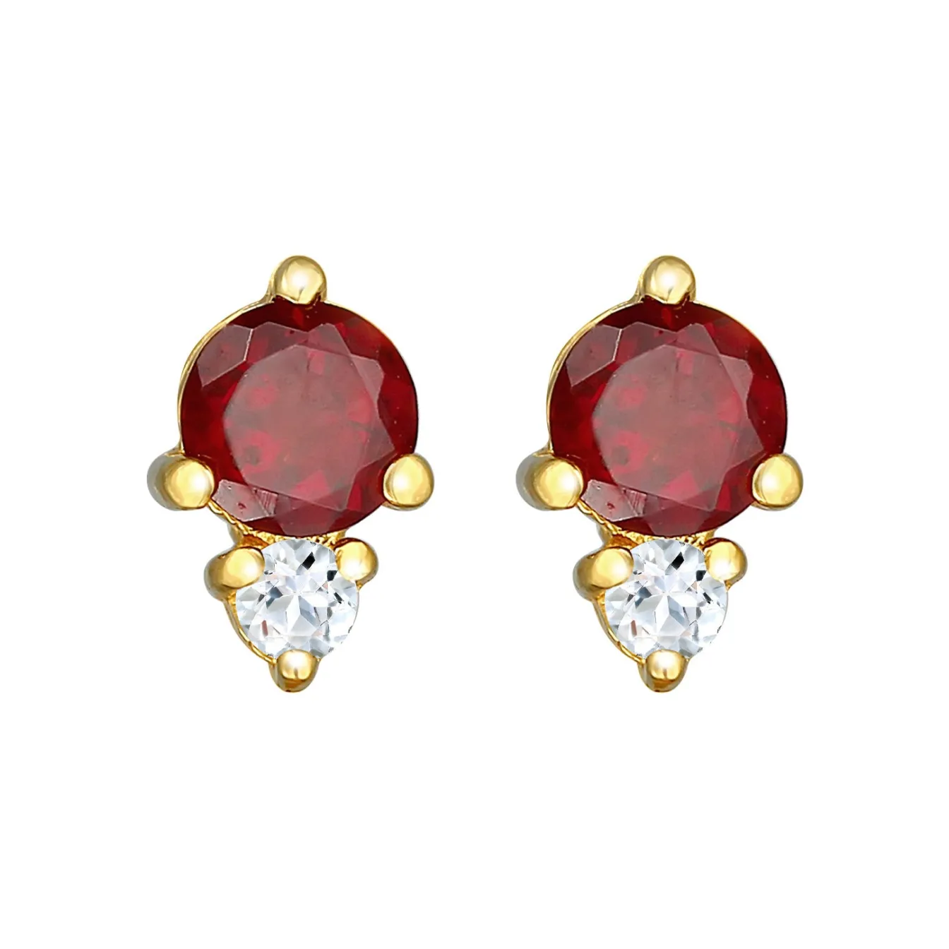 Elli "Ohrstecker | Granat (rot), Topas (weiß)< Ohrringe|Vergoldet