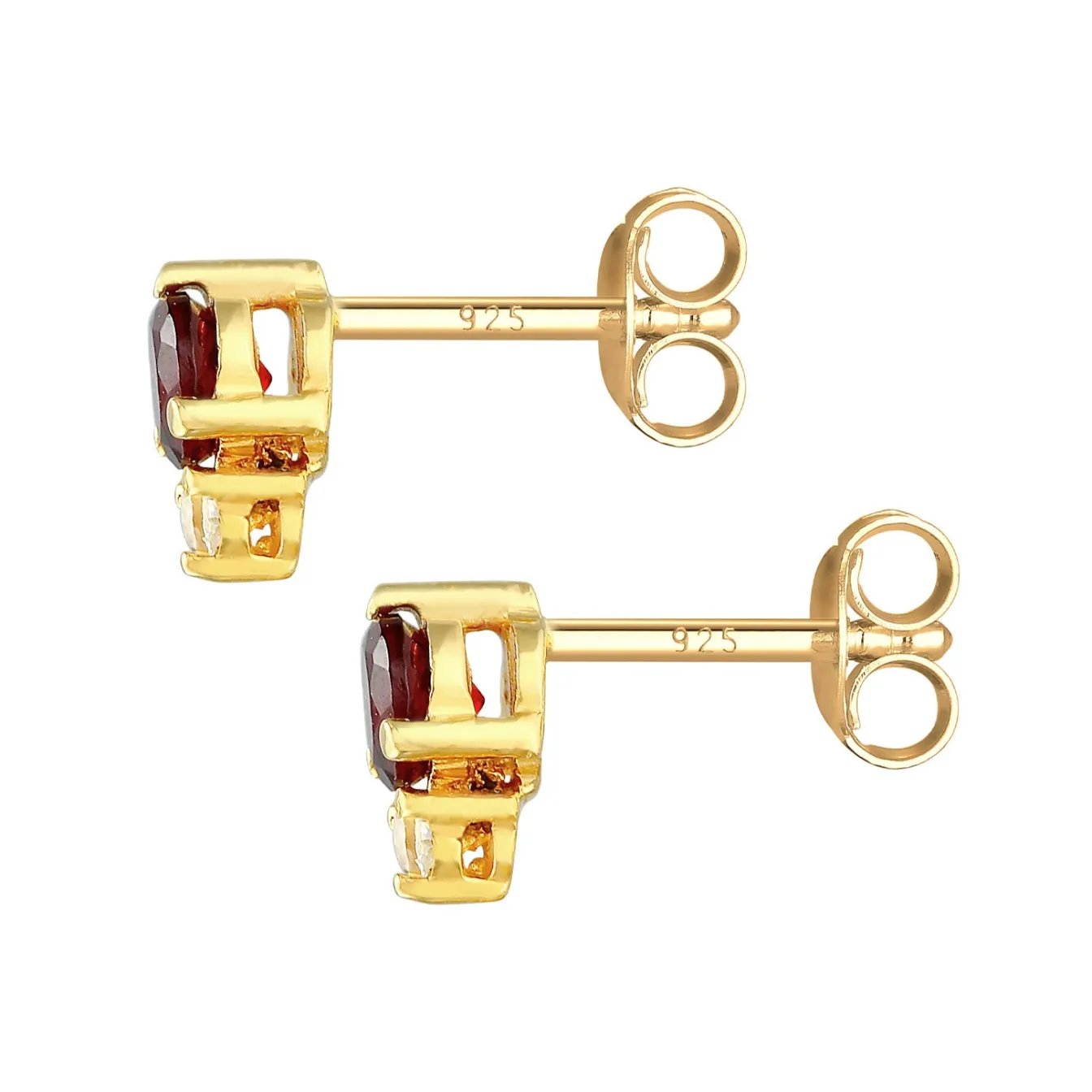 Elli "Ohrstecker | Granat (rot), Topas (weiß)< Ohrringe|Vergoldet
