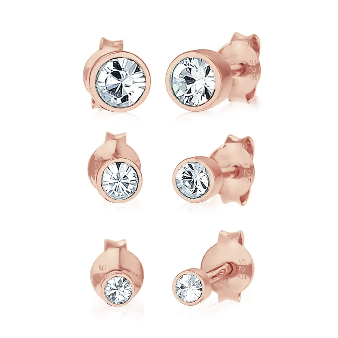Elli "Ohrstecker | Kristall ( Weiß )< Roségold|Ohrringe