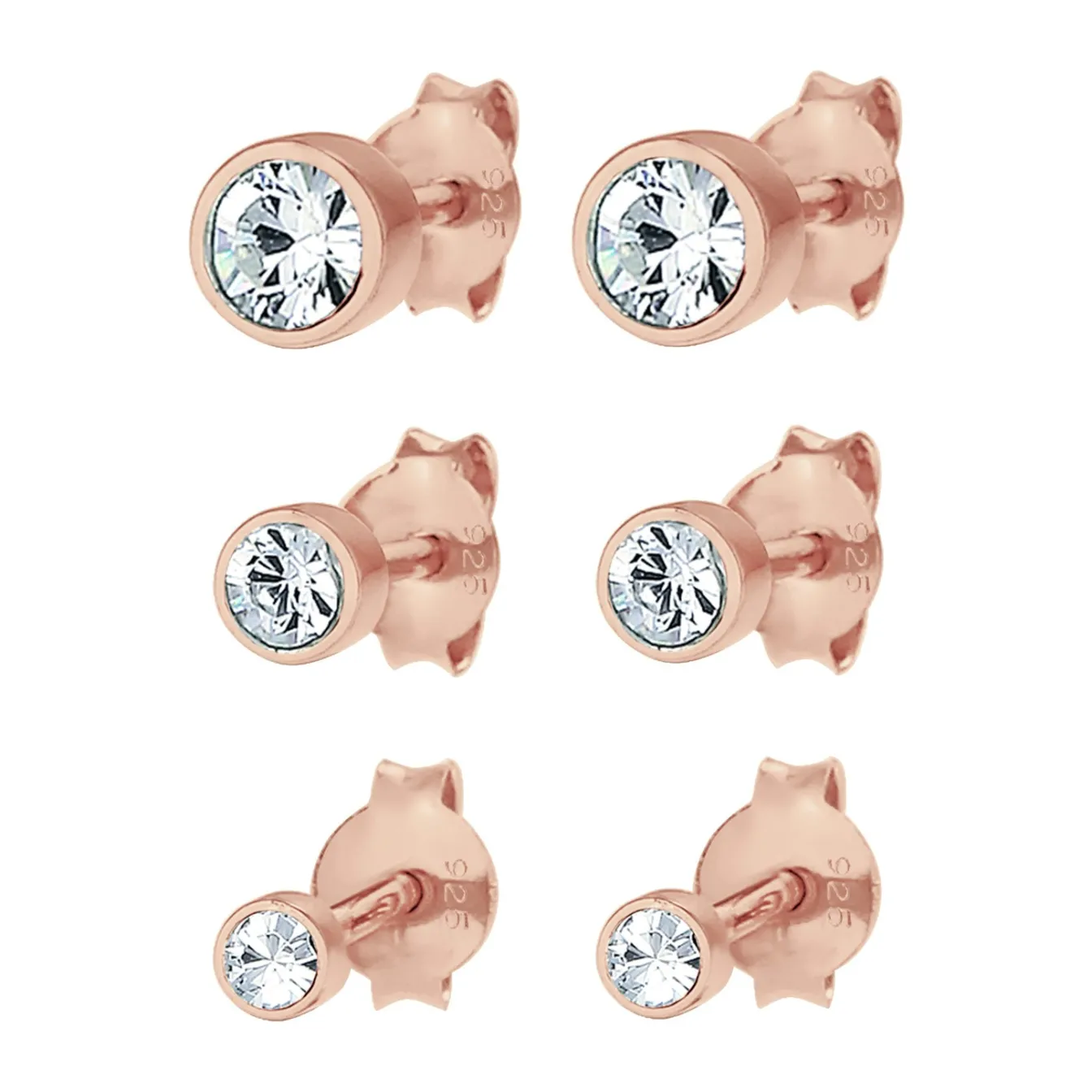 Elli "Ohrstecker | Kristall ( Weiß )< Roségold|Ohrringe