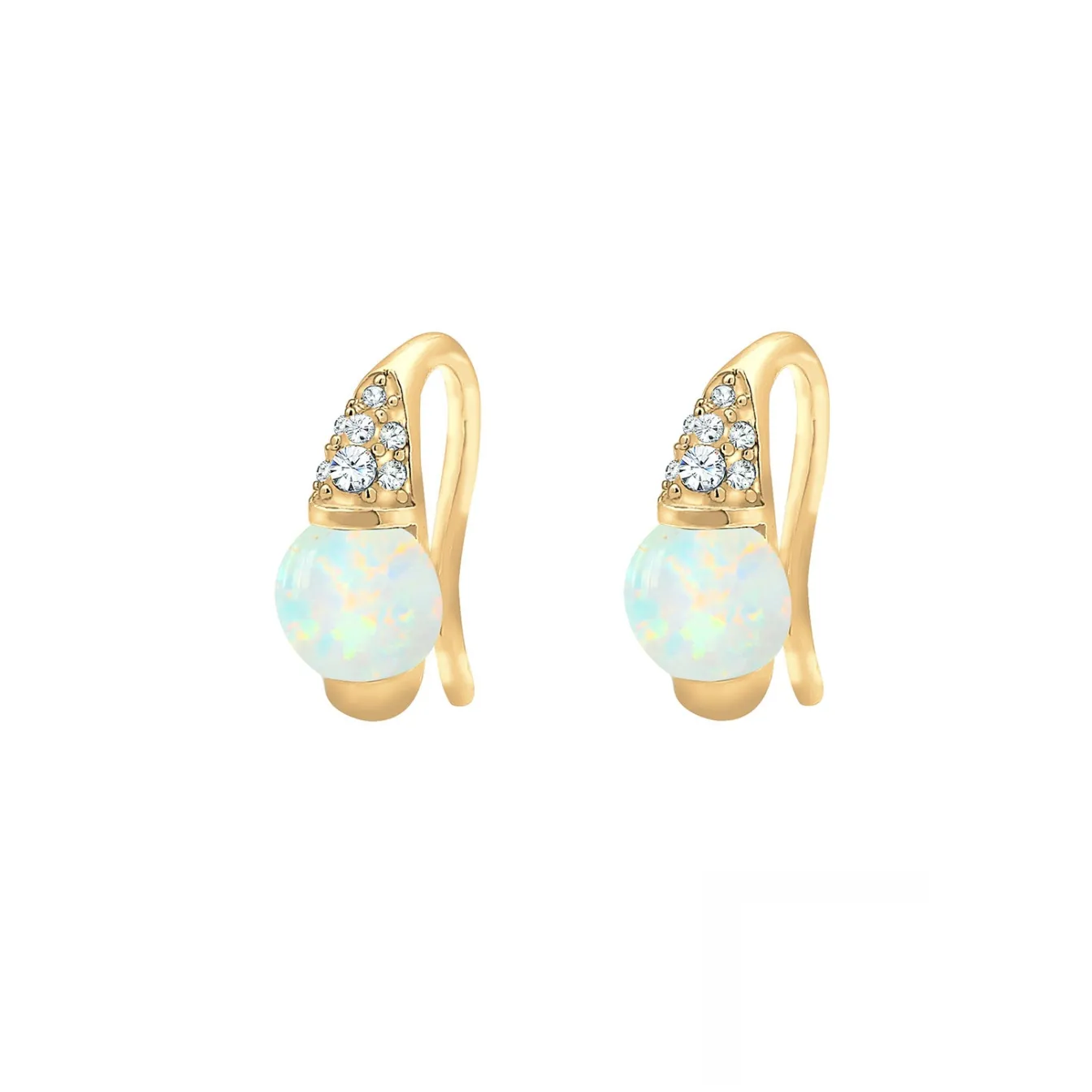 Elli "Ohrstecker | Opal ( Weiß )< Ohrringe|Vergoldet