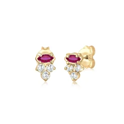 Elli "Ohrstecker | Rubin ( Pink )< Ohrringe|Vergoldet