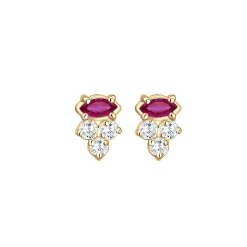 Elli "Ohrstecker | Rubin ( Pink )< Ohrringe|Vergoldet