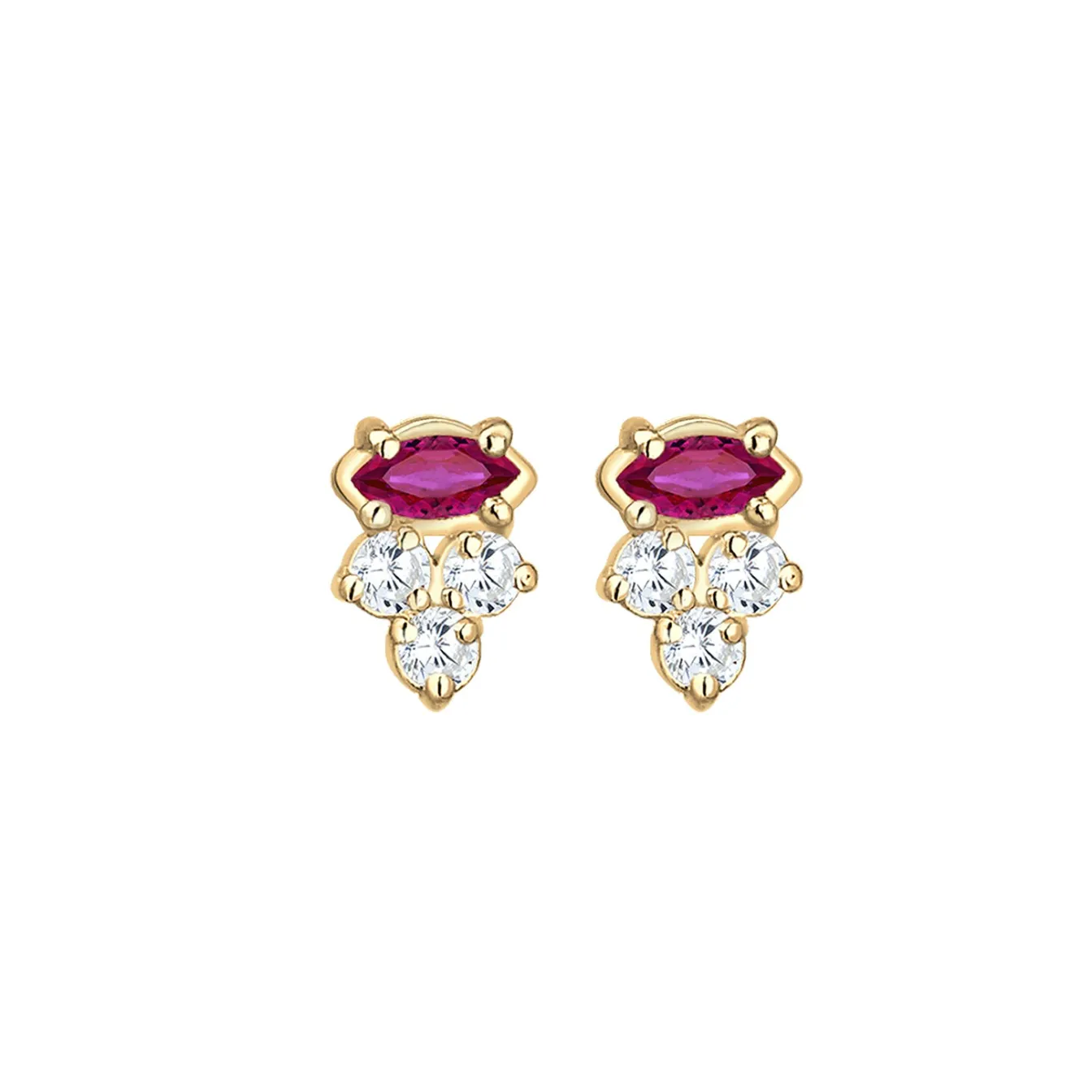 Elli "Ohrstecker | Rubin ( Pink )< Ohrringe|Vergoldet