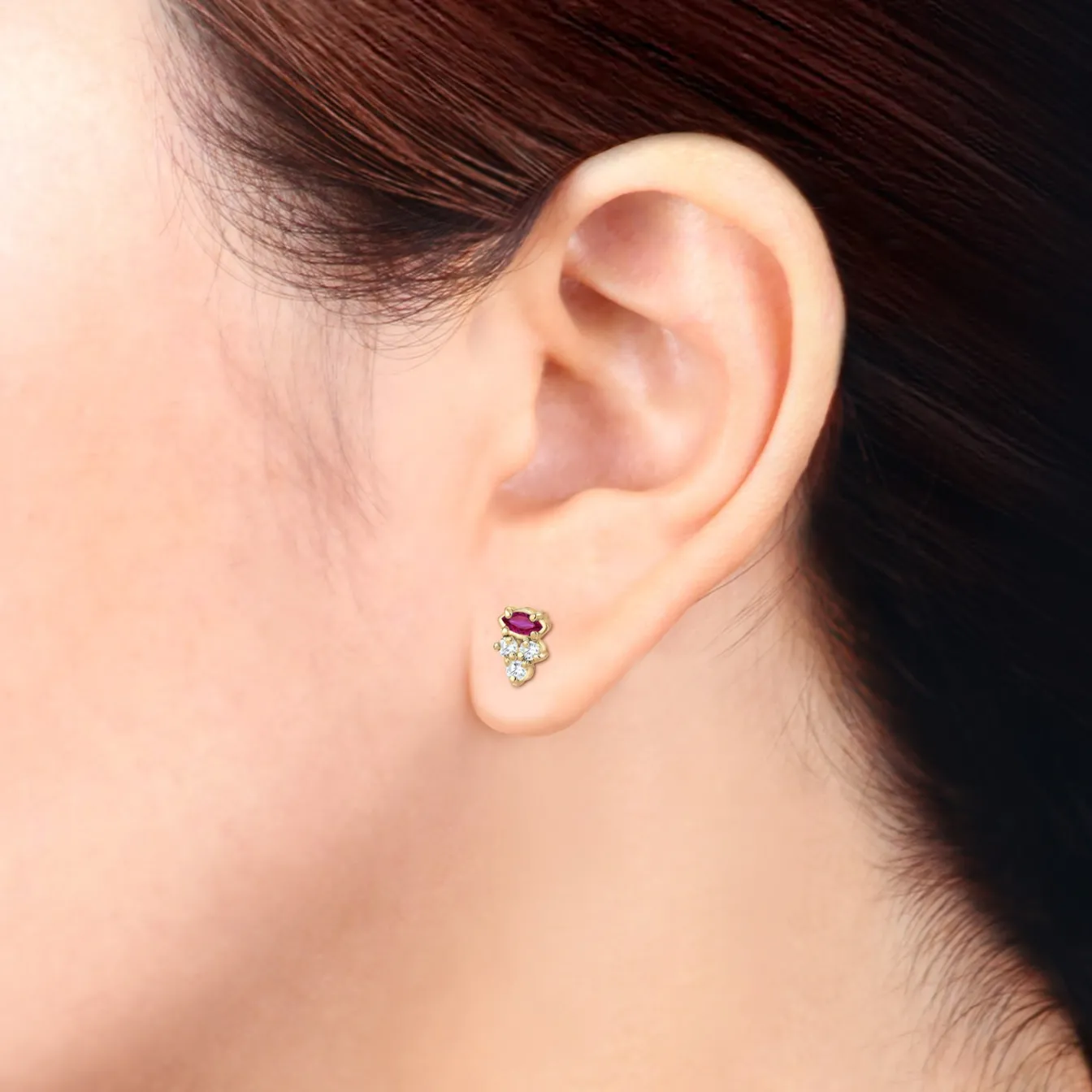 Elli "Ohrstecker | Rubin ( Pink )< Ohrringe|Vergoldet