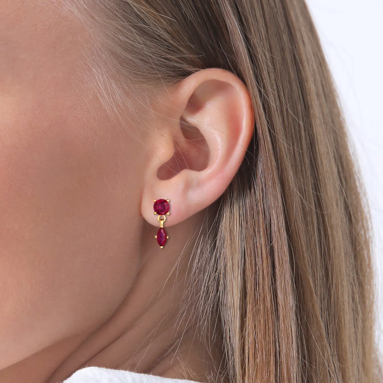 Elli "Ohrstecker | Rubin (Rot)< Vergoldet|Ohrringe