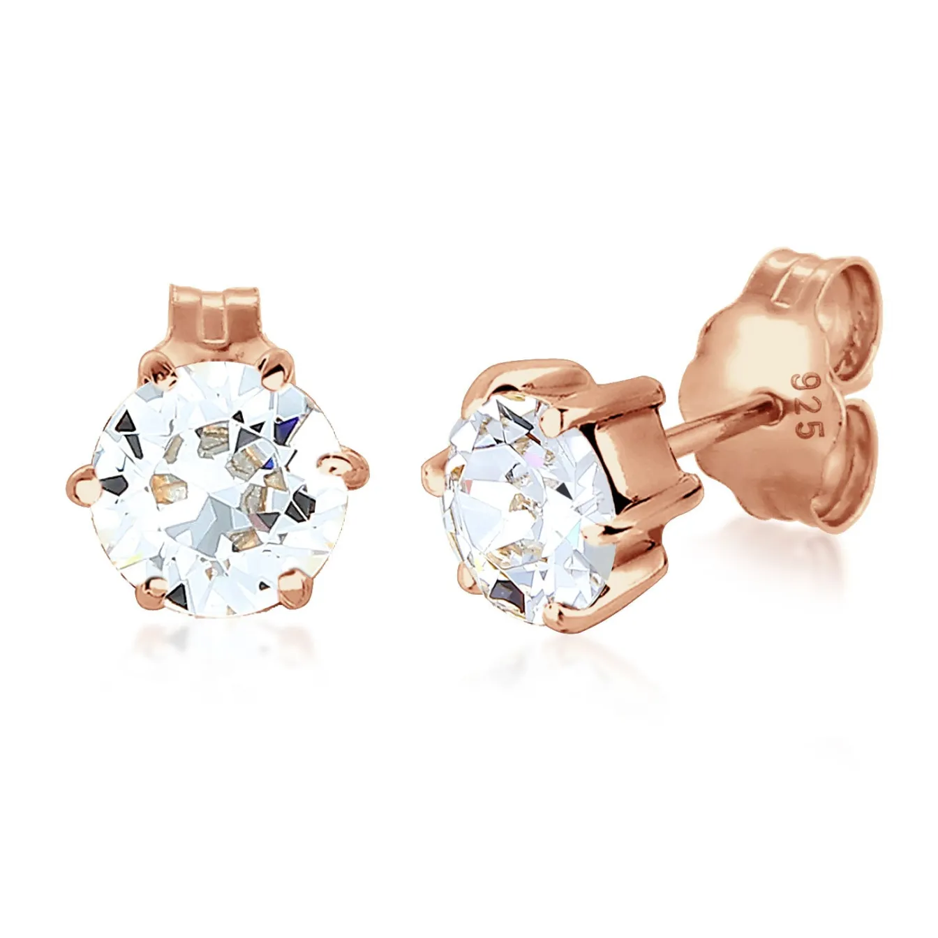 Elli "Ohrstecker Basic | Kristall (Weiß)< Roségold|Ohrringe