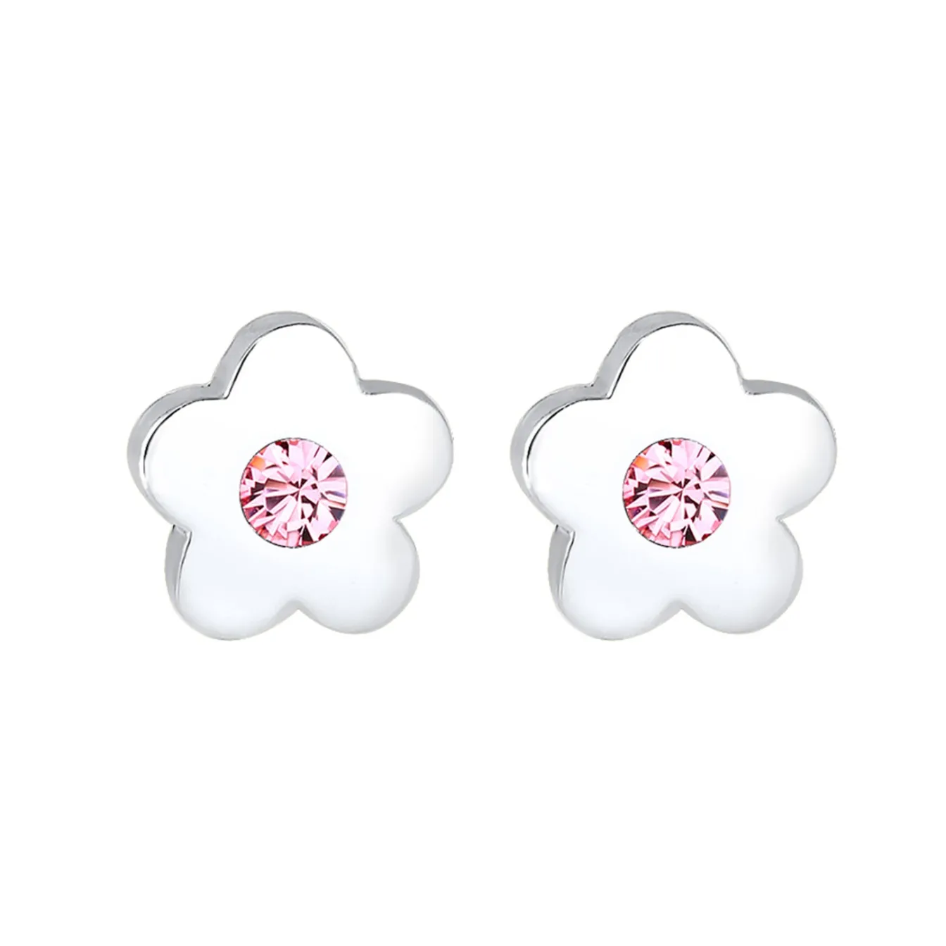 Elli "Ohrstecker Blume | Kristall (Rosa)<Kinder Symbol-schmuck|Kinderschmuck