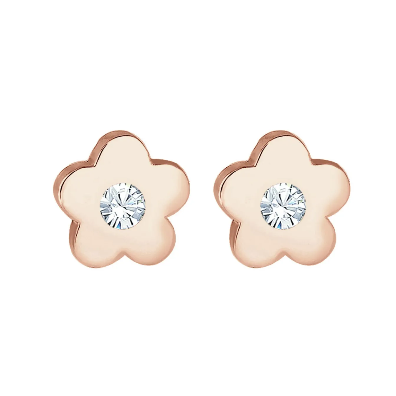 Elli "Ohrstecker Blume | Kristall (Rosa)<Kinder Symbol-schmuck|Kinderschmuck