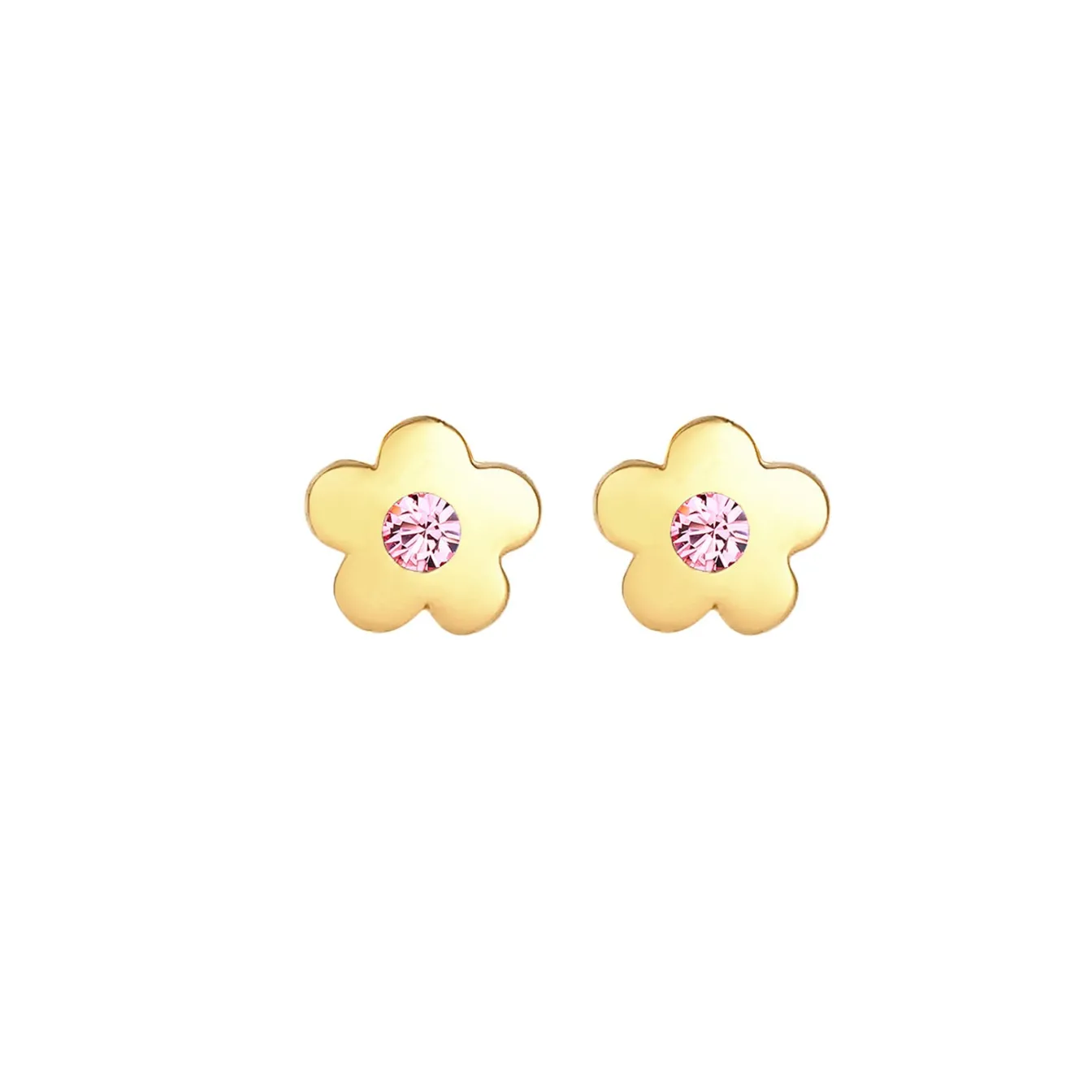 Elli "Ohrstecker Blume | Kristall (Rosa)<Kinder Symbol-schmuck|Kinderschmuck