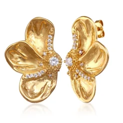 Elli "Ohrstecker Blume | Zirkonia (Weiß)< Vergoldet|Symbol-schmuck
