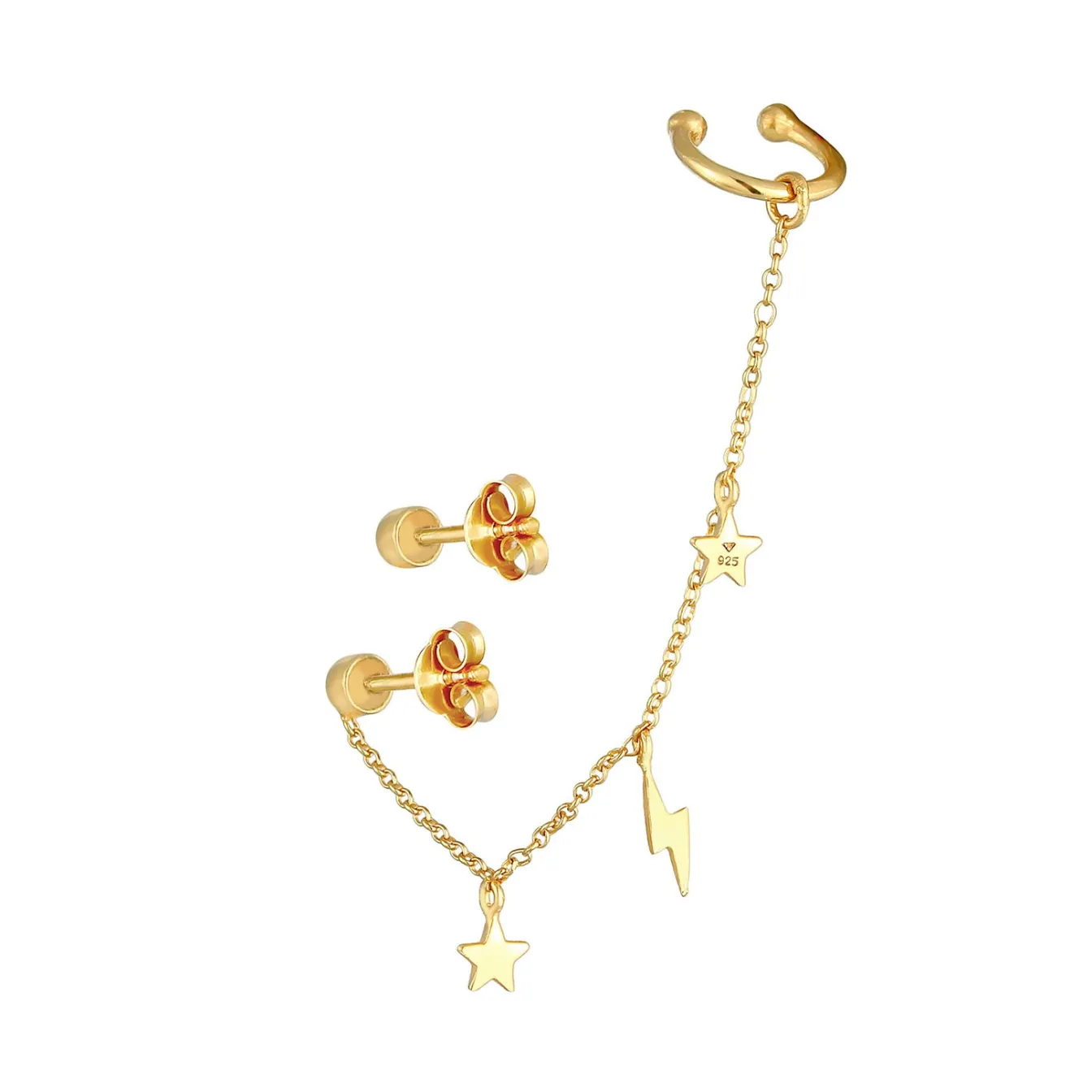 Elli "Ohrstecker Ear Chain | Kristall (Weiß)< Ohrringe|Silber
