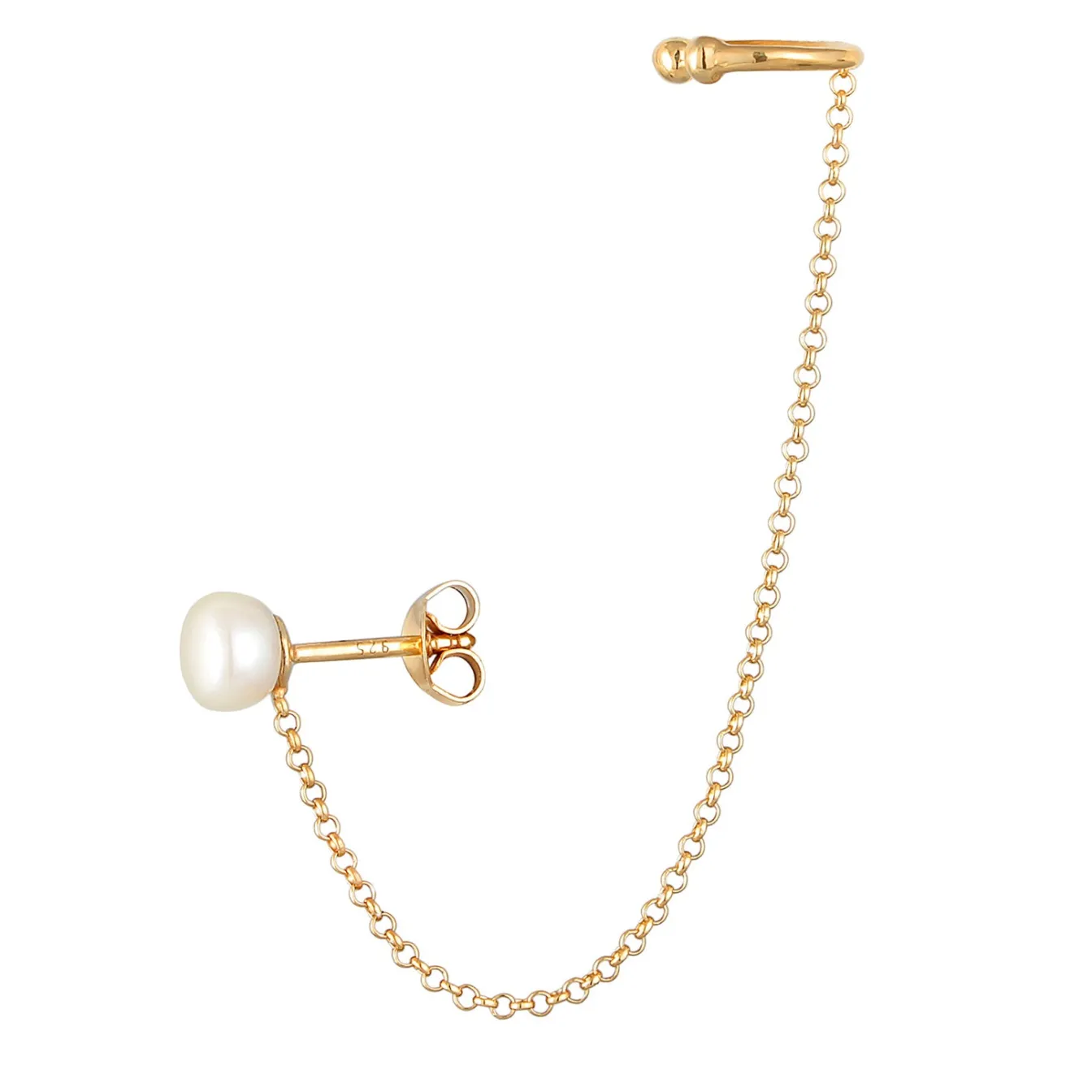 Elli "Ohrstecker Ear Chain | Süßwasserperle< Perlen|Ohrringe