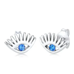 Elli "Ohrstecker Evil Eye | Kristall ( Blau )< Roségold|Symbol-schmuck