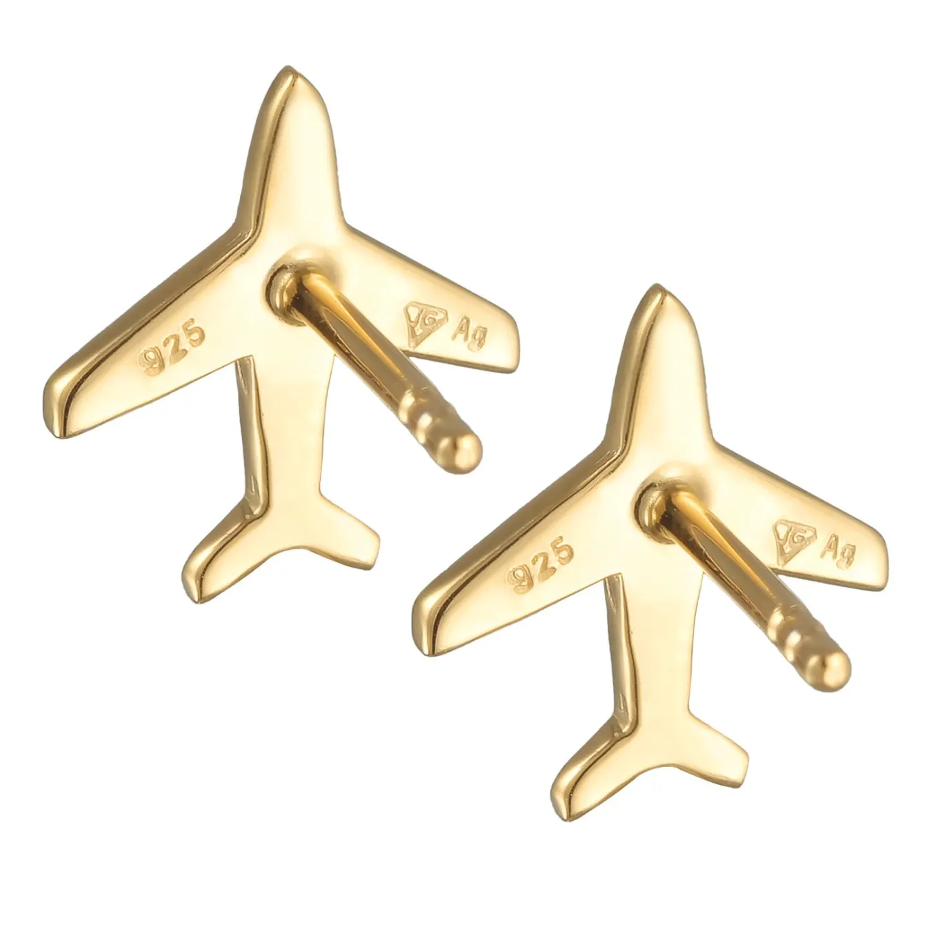 Elli "Ohrstecker Flugzeug< Vergoldet|Symbol-schmuck