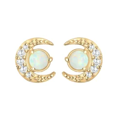 Elli "Ohrstecker Halbmond | Opal ( Weiß )< Symbol-schmuck|Ohrringe
