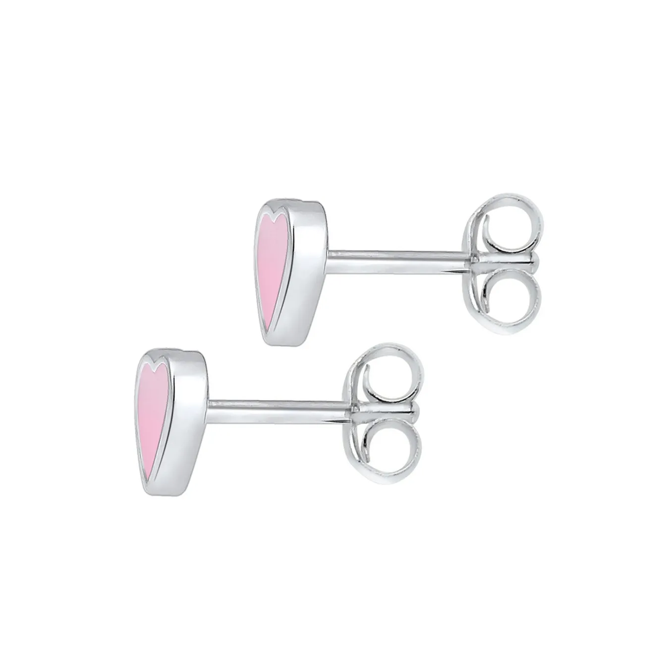 Elli "Ohrstecker Herz | Emaille (Rosa)<Kinder Symbol-schmuck|Herz-schmuck