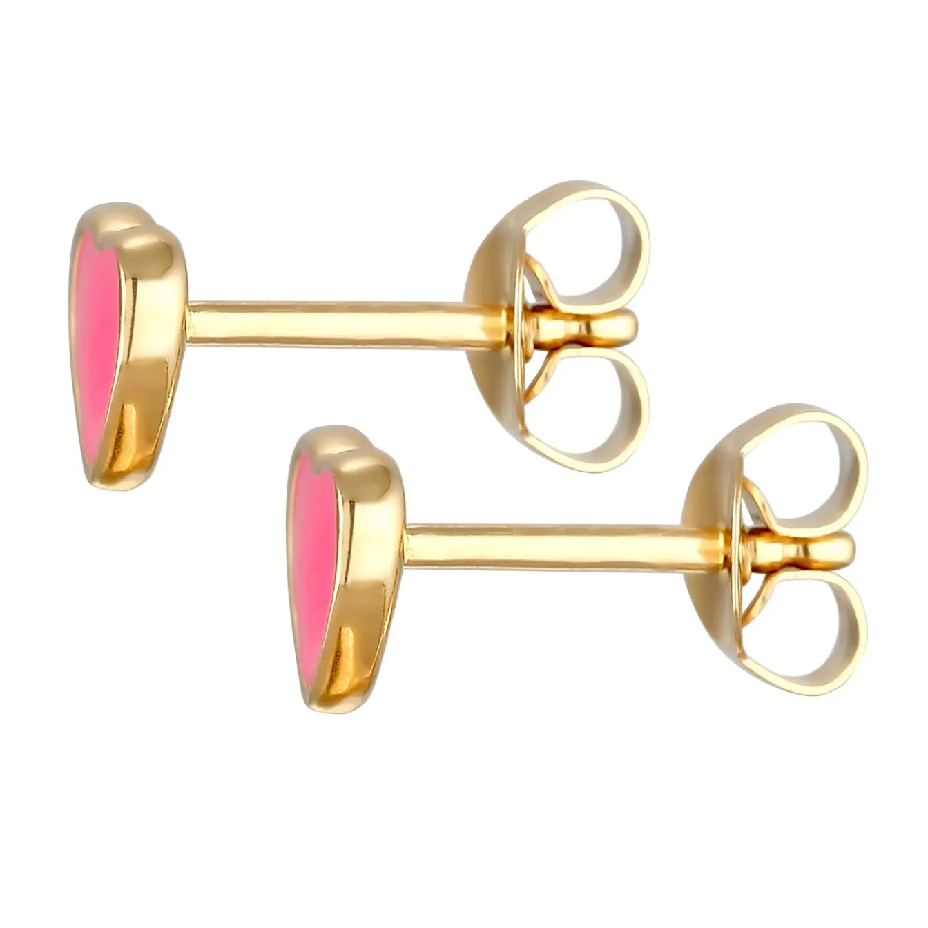 Elli "Ohrstecker Herz | Emaille (Rosa)<Kinder Symbol-schmuck|Herz-schmuck