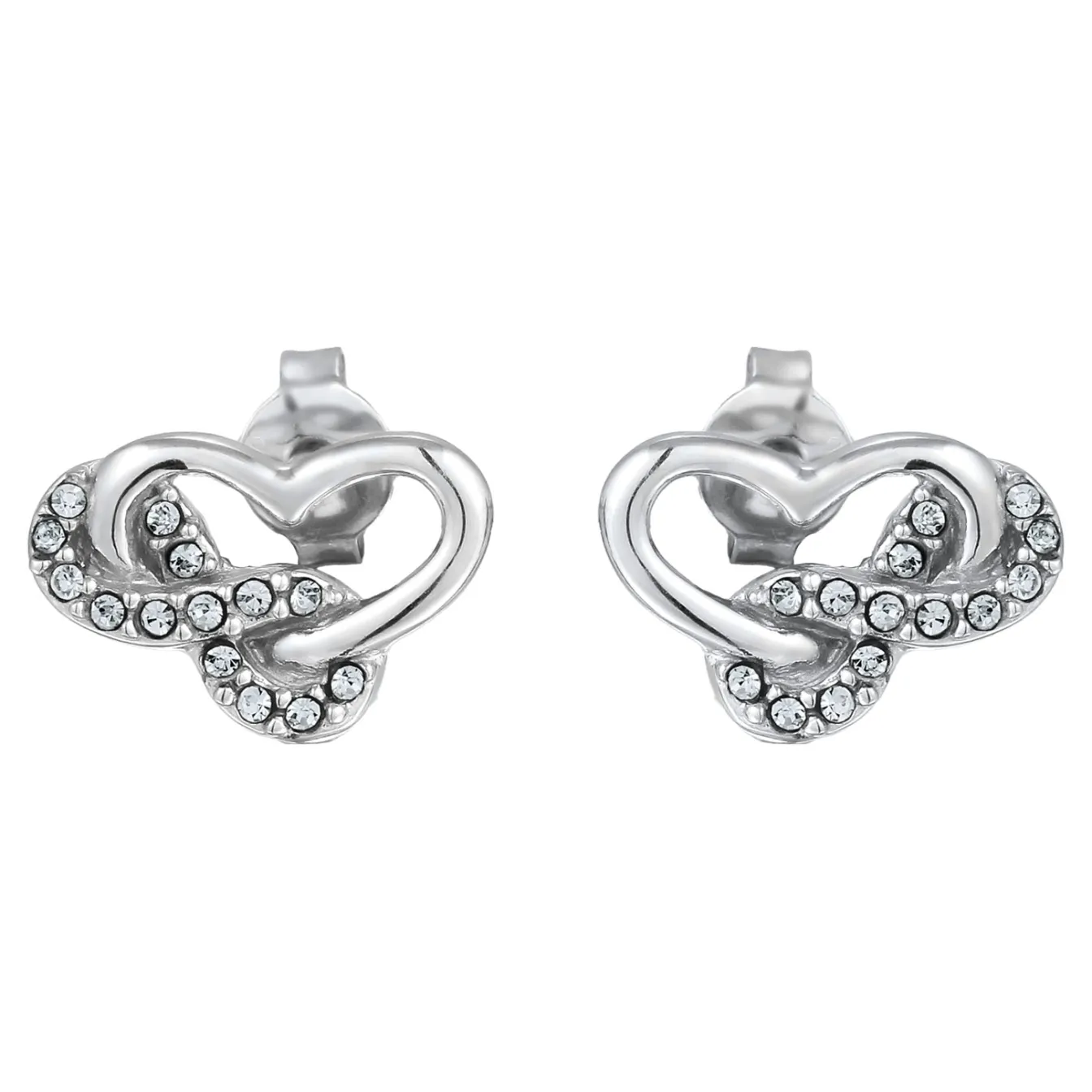 Elli "Ohrstecker Herz | Glas Kristalle (Weiß)< Vergoldet|Symbol-schmuck