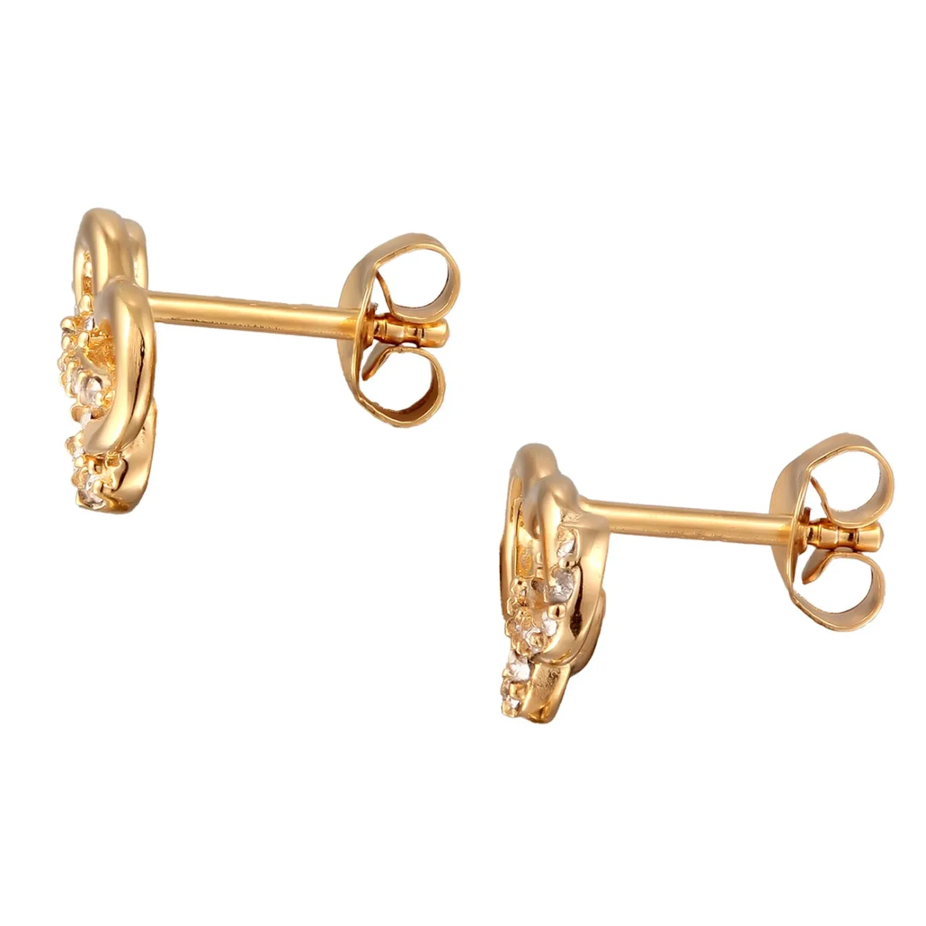 Elli "Ohrstecker Herz | Glas Kristalle (Weiß)< Vergoldet|Symbol-schmuck