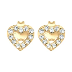 Elli "Ohrstecker Herz | Glas Kristalle (Weiß)< Vergoldet|Symbol-schmuck