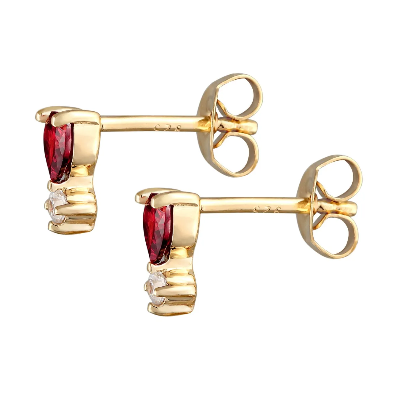 Elli "Ohrstecker Herz | Zirkonia (Rot)< Symbol-schmuck|Herz-schmuck