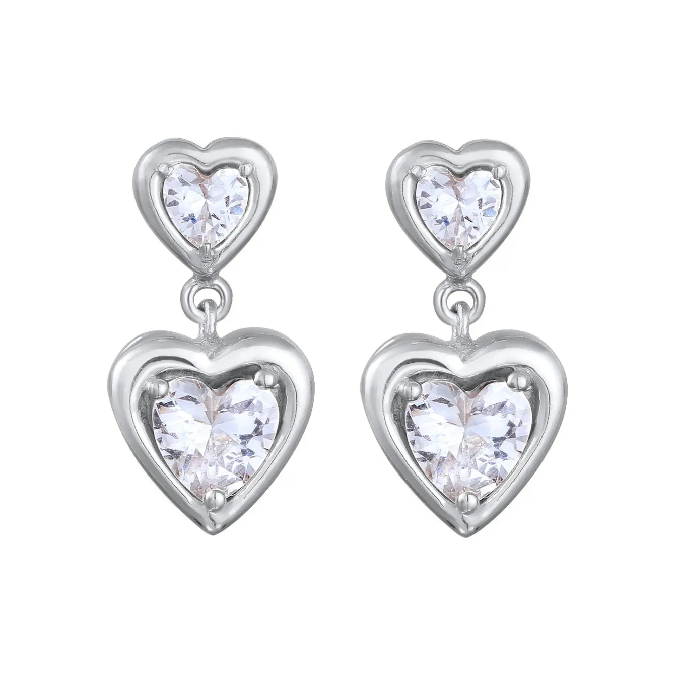 Elli "Ohrstecker Herz | Zirkonia (Weiß)< Symbol-schmuck|Herz-schmuck