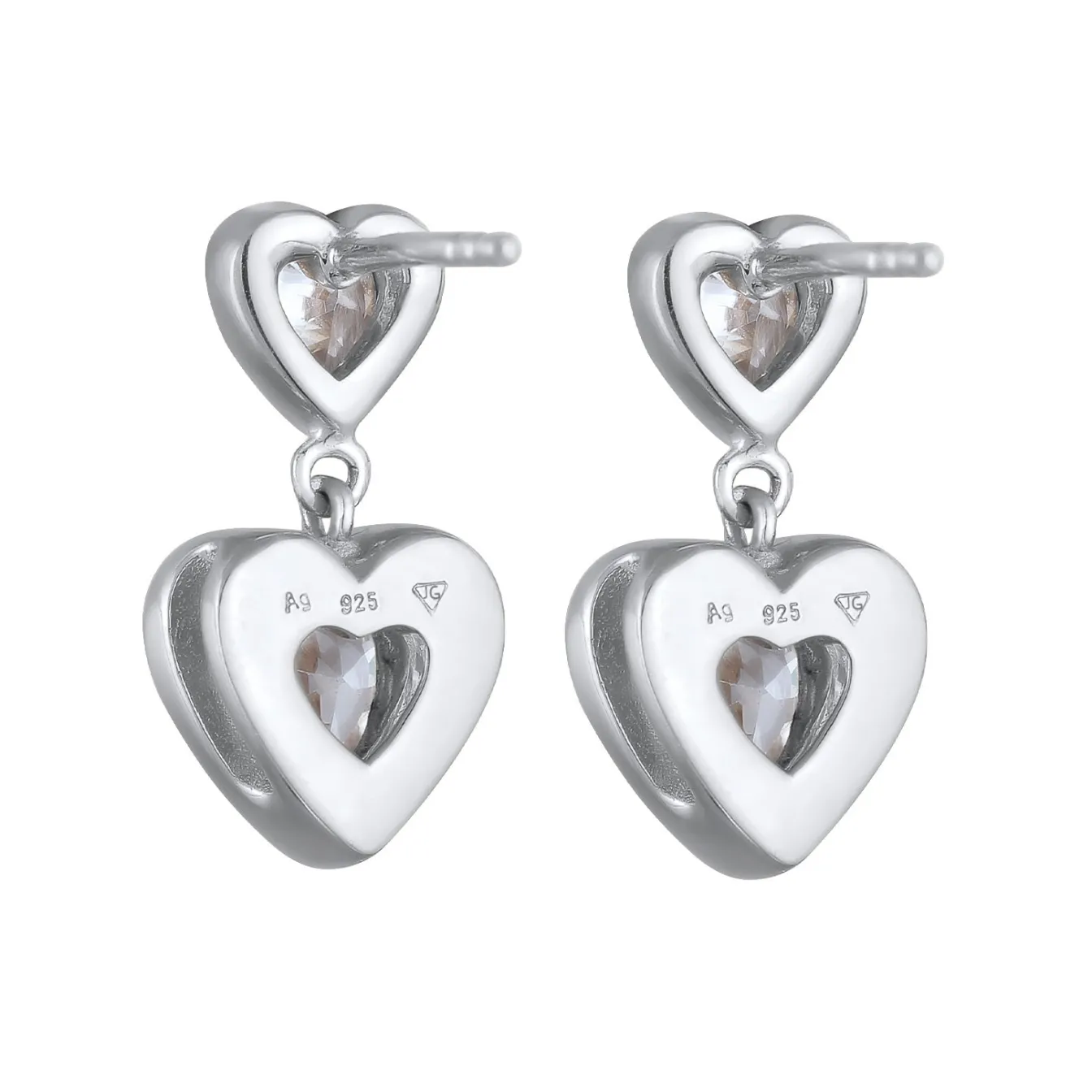 Elli "Ohrstecker Herz | Zirkonia (Weiß)< Symbol-schmuck|Herz-schmuck