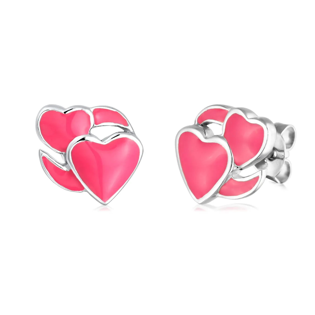 Elli "Ohrstecker Herzen Emoji | Emaille (Pink)< Vergoldet|Symbol-schmuck