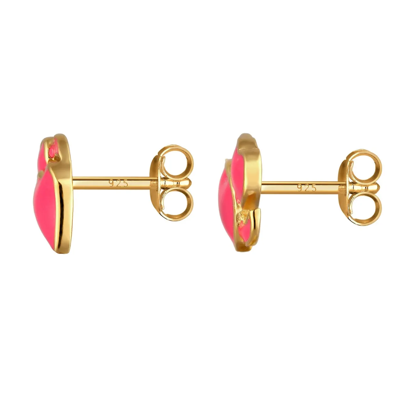 Elli "Ohrstecker Herzen Emoji | Emaille (Pink)< Vergoldet|Symbol-schmuck
