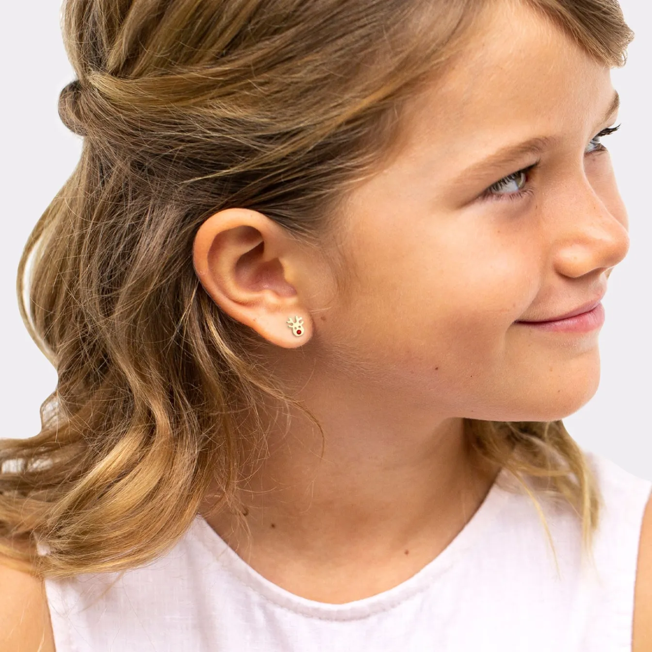 Elli "Ohrstecker Hirsch | Kristall ( Rot )<Kinder Kinderschmuck
