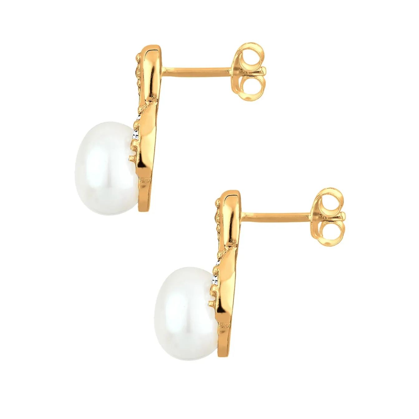 Elli "Ohrstecker Infinity | Süßwasserperle, Kristall ( Weiß )< Roségold|Symbol-schmuck