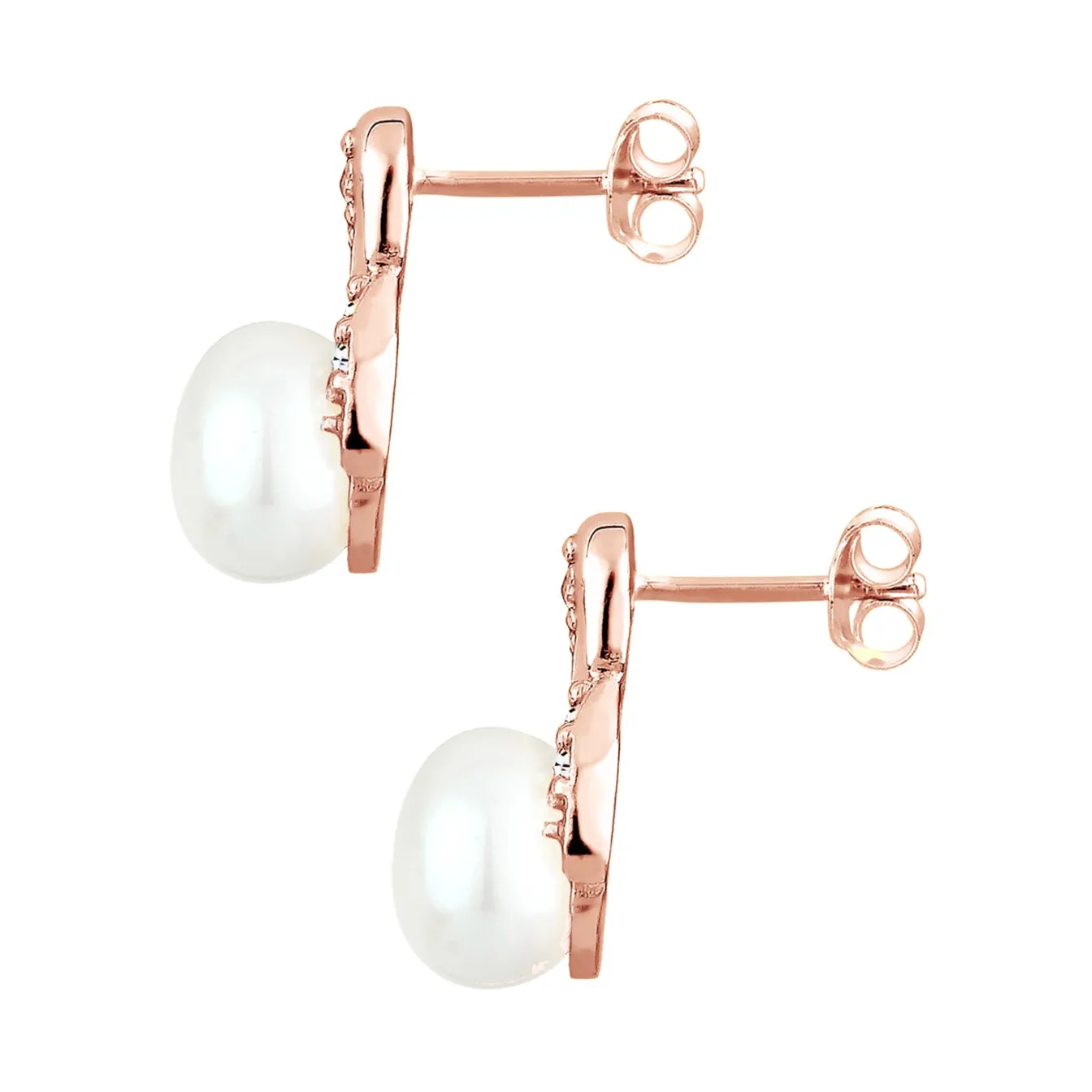 Elli "Ohrstecker Infinity | Süßwasserperle, Kristall ( Weiß )< Roségold|Symbol-schmuck
