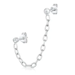 Elli "Ohrstecker Kette | Kristall (Weiß)< Ohrringe|Silber