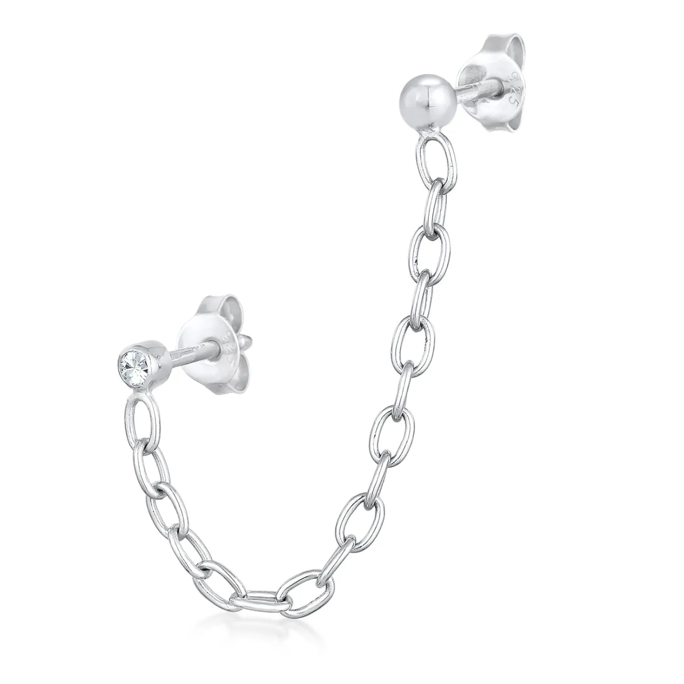 Elli "Ohrstecker Kette | Kristall (Weiß)< Ohrringe|Silber