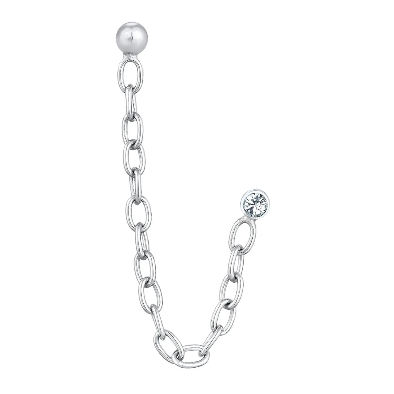Elli "Ohrstecker Kette | Kristall (Weiß)< Ohrringe|Silber