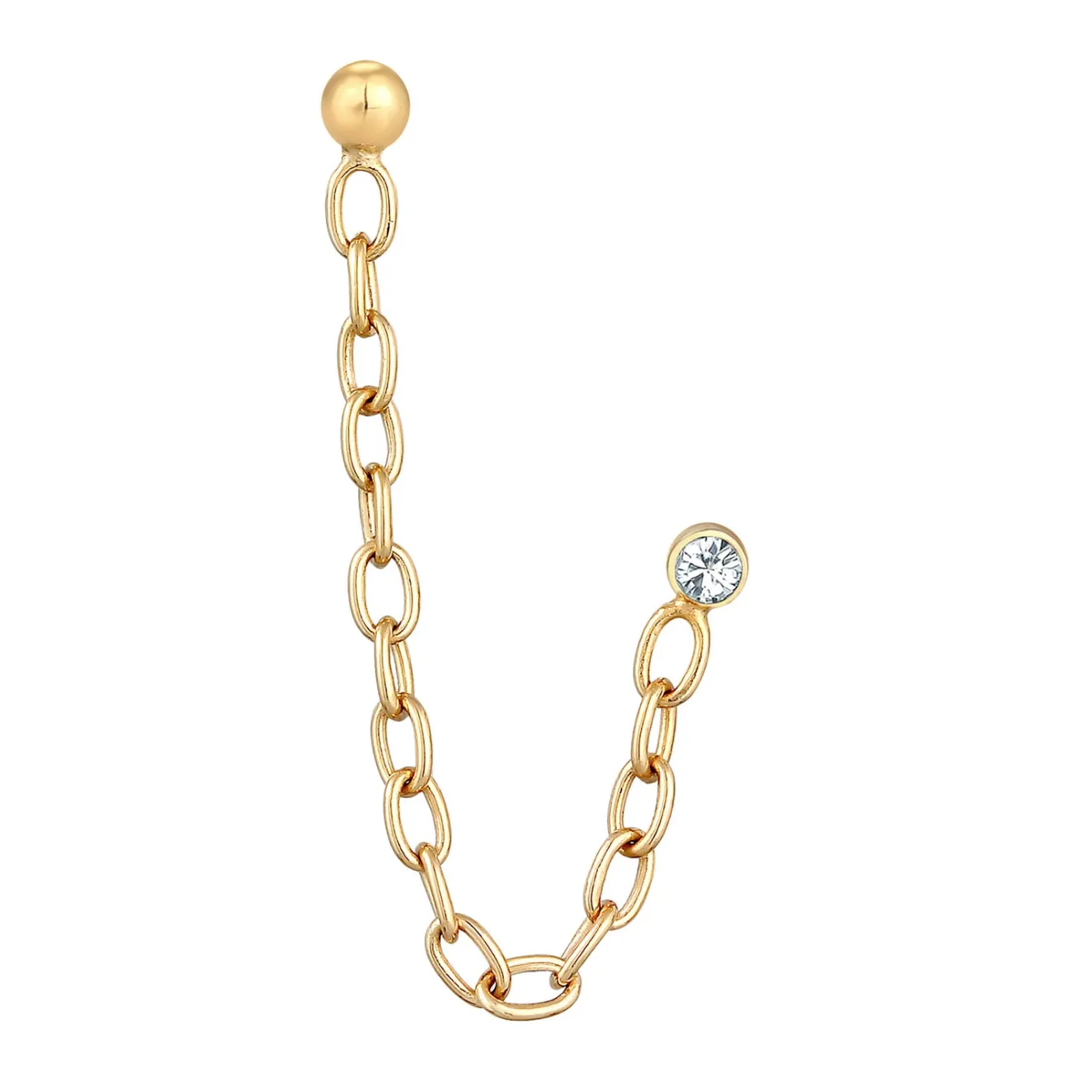 Elli "Ohrstecker Kette | Kristall (Weiß)< Ohrringe|Silber