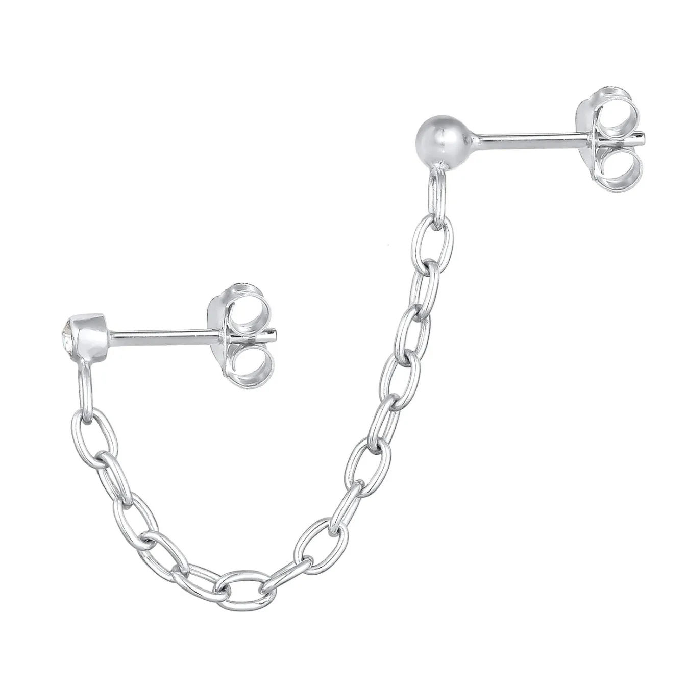 Elli "Ohrstecker Kette | Kristall (Weiß)< Ohrringe|Silber
