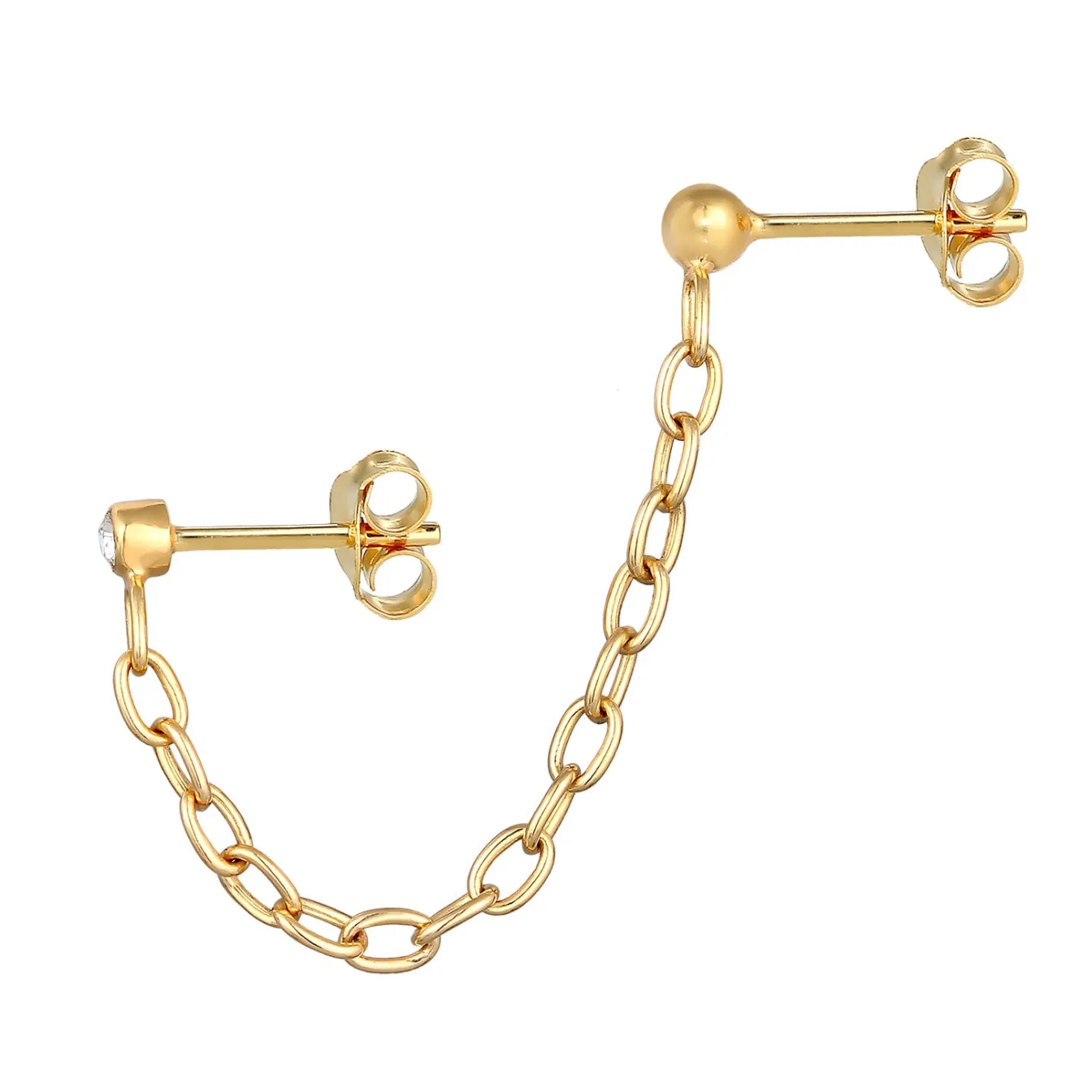 Elli "Ohrstecker Kette | Kristall (Weiß)< Ohrringe|Silber