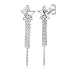 Elli "Ohrstecker Kette Stern | Kristall (Weiß)< Ohrringe|Silber