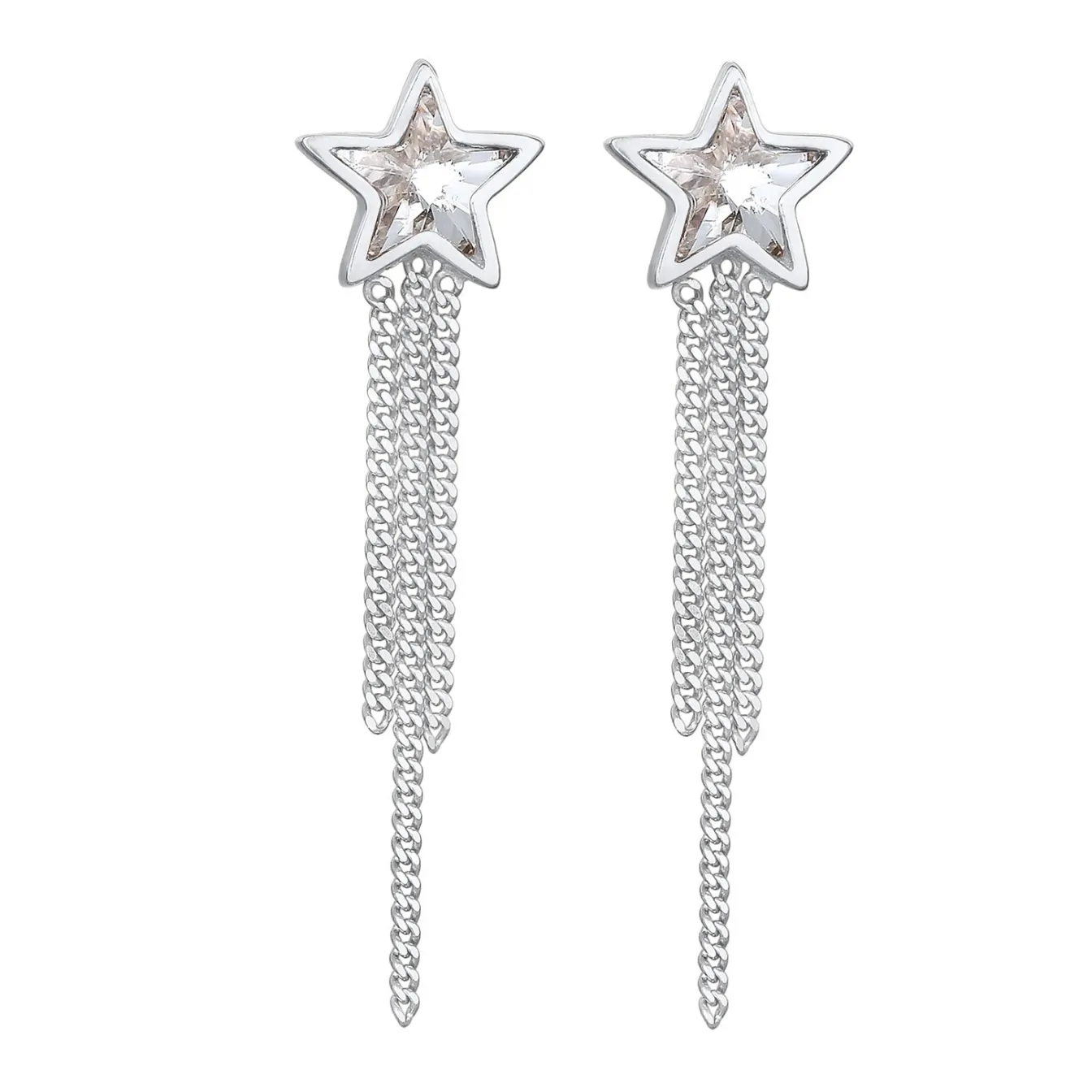 Elli "Ohrstecker Kette Stern | Kristall (Weiß)< Ohrringe|Silber
