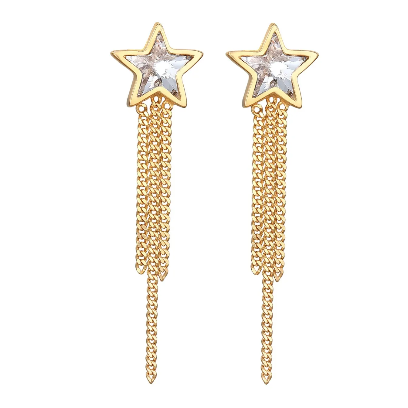 Elli "Ohrstecker Kette Stern | Kristall (Weiß)< Ohrringe|Silber