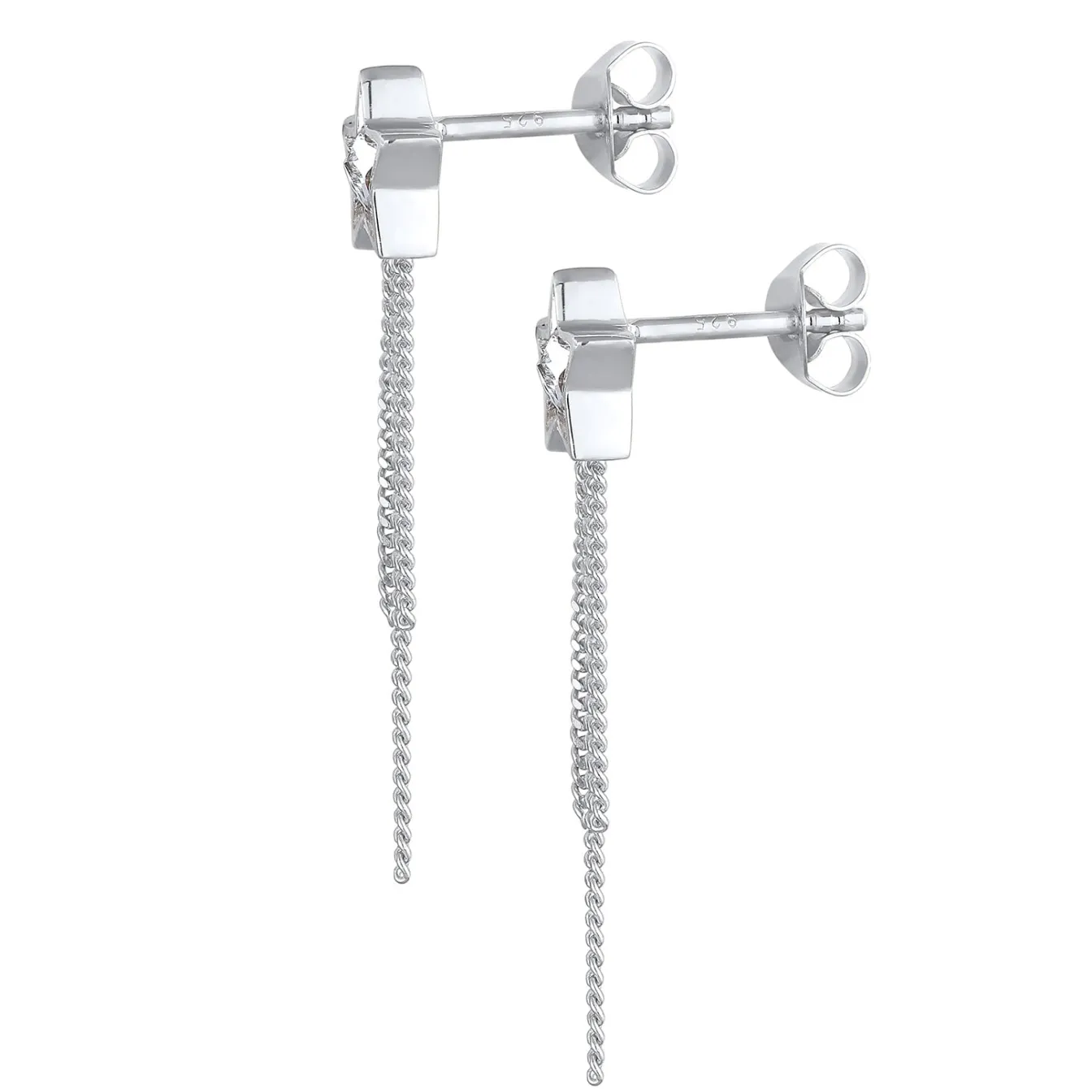 Elli "Ohrstecker Kette Stern | Kristall (Weiß)< Ohrringe|Silber