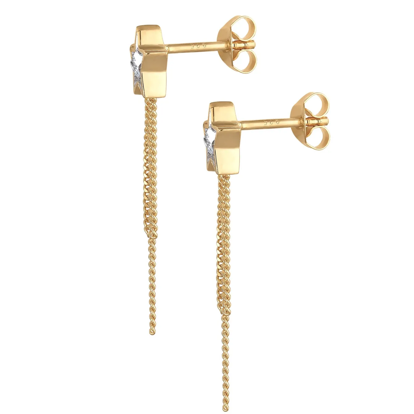 Elli "Ohrstecker Kette Stern | Kristall (Weiß)< Ohrringe|Silber